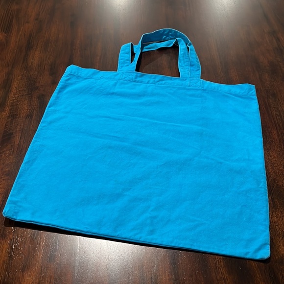 PINK Victoria Secret LOVE PINK Canvas Tote Beach Style Blue Shoulder Bag - Picture 3 of 13